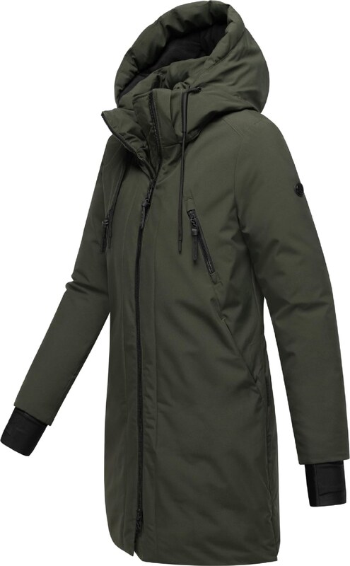 NAVAHOO Ziemas mētelis 'Winterzart 14' olīvzaļš / melns