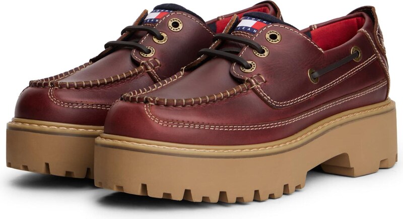 Tommy Jeans Kurpes ar šņorēm 'ARCHIVE '01' zeltaina kastaņkrāsa