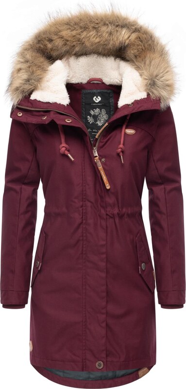 Ragwear Ziemas parka 'Tawny' gaiši brūns / vīnsarkans