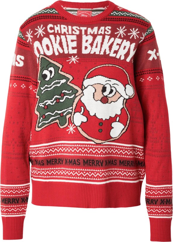 Sublevel Džemperis tumši zaļa / sarkans / bordo / balts