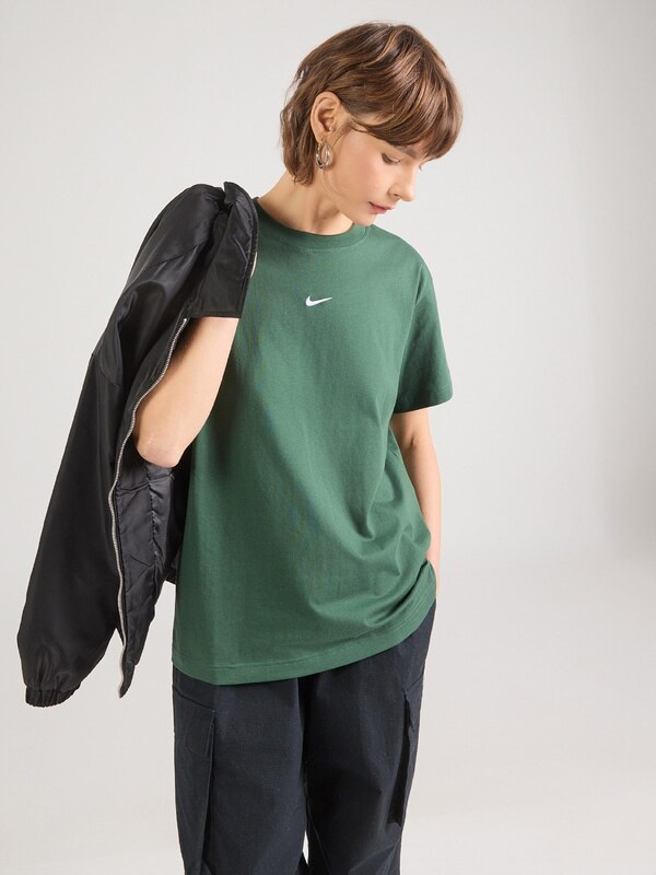 Nike Sportswear T-Krekls 'CLASSIC' tumši zaļa / balts