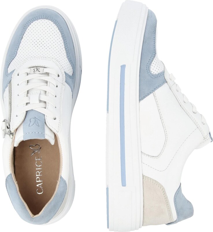 CAPRICE Zemie brīvā laika apavi cementpelēks / opālisks / balts
