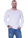 TIMILJA Vīriešu T-krekls ar garām piedurknēm kokvilnas balts lielie izmēri 91005DB S - 4 XL