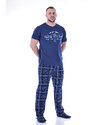 TIMILJA Vīriešu pidžama ar garām biksēm kokvilnas 12248Zil.D S-2XL