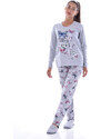 TIMILJA Sieviešu pidžama ar garām biksēm Kokvilnas lielie izmēri 11638 S-4XL